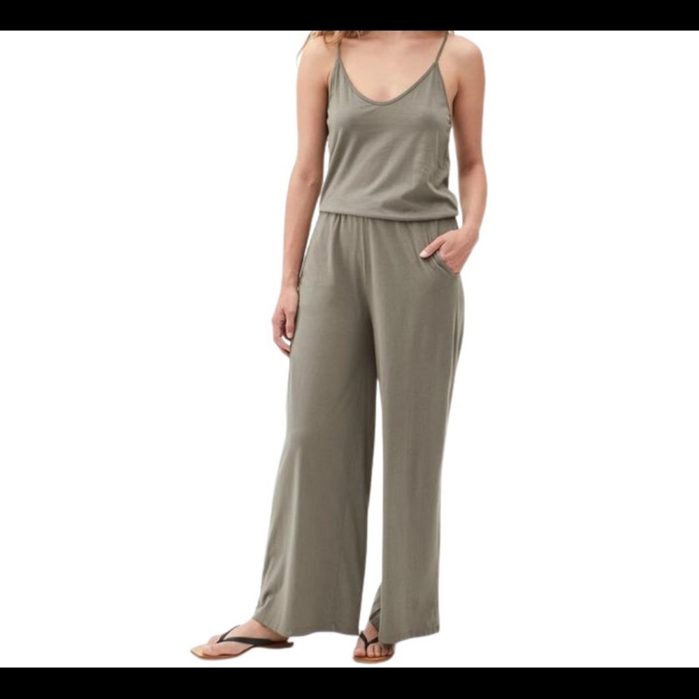 Kamryn Cotton Tank Jumpsuit in Olive Green New Size M